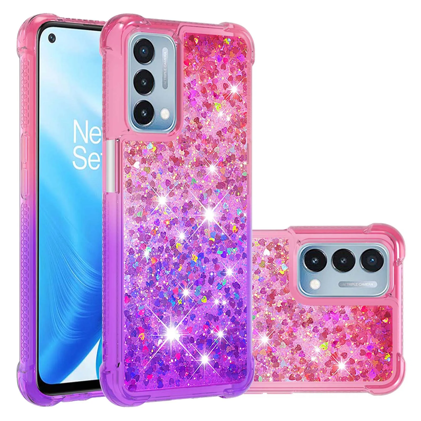 

Glitter Sequins Quicksand Gradient Phone Case For OnePlus Nord N200 5G For Google Pixel 3a XL Shockproof Bumper Back Cover, 10colors