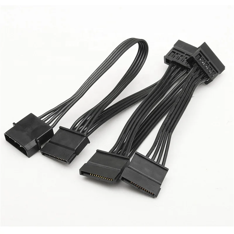 

4Pin Female IDE Molex PC Computer Hard Drive 1 to 5 SATA Splitter Power Supply Adapter Converter Cable Cord Black