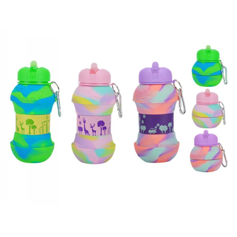 

Kids Sports Water Bottle Collapsible Non-Toxic Cup Shockproof Compact Travel Jug, Customized color