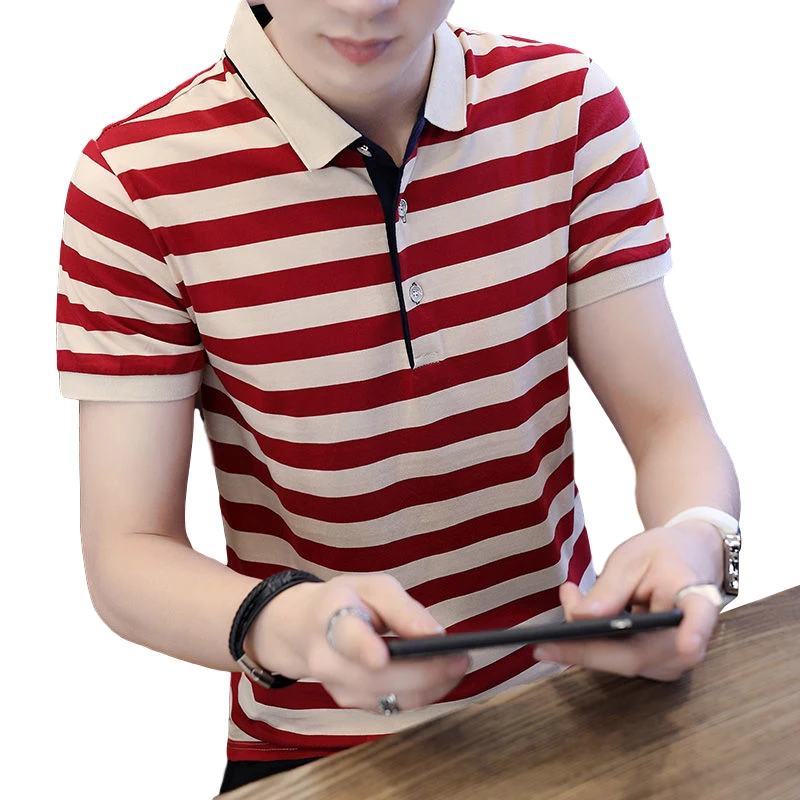 

Summer new short-sleeved t-shirt men's Korean version of cotton men's polo shirt casual lapel half-sleeved slim shirt shirt