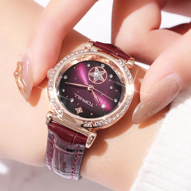 

2021 Fashion Luxury Ladies Leather Stainless Steel 3Atm Water Resistant Band Quartz Wrist Watches New Designs For Women Gift