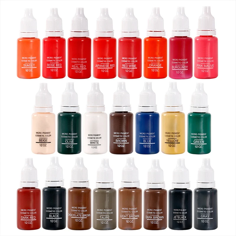 

Tattoo Ink Pigment For Permanent Makeup Easy To Wear Micro Pigment Eyebrow Eyeliner Lip Body Tattoo Art Beauty Tools 23 colors