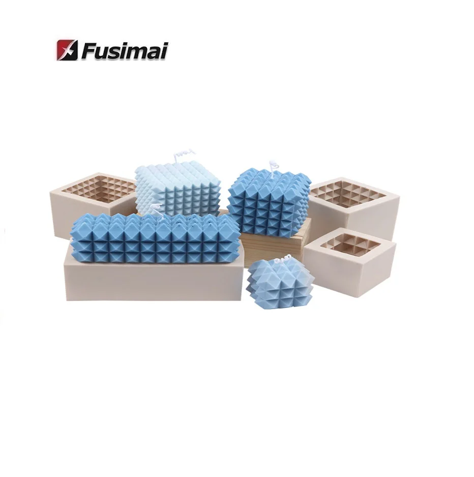 

Fusimai Bubble Candle 3D Silicone Mold Square Rectangular Cubic Geometry Diamond Rubik'S Cube Silicon Candle Mould