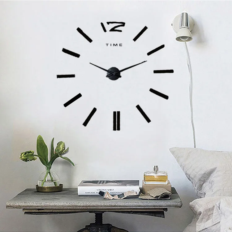 Living room home decor sticker acrylic silent digital big 3d diy luxury clock wall from china