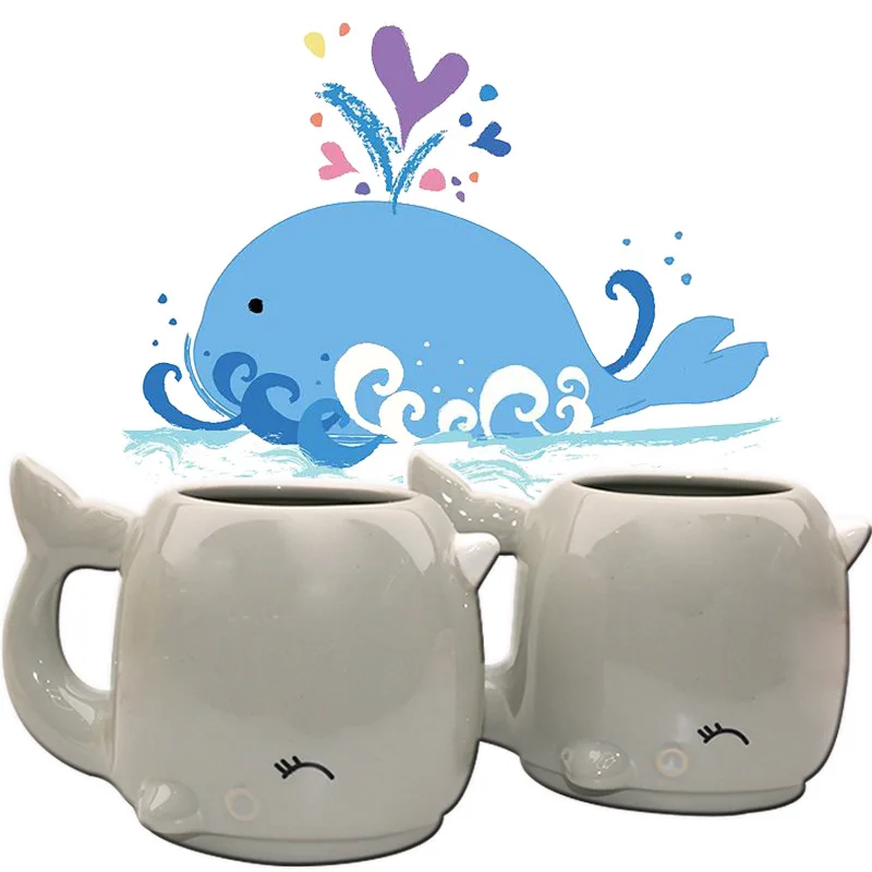 

Zogifts Wholesale bulk New design cute 3D Whale shaped ceramic mugs coffee cup, As the picture