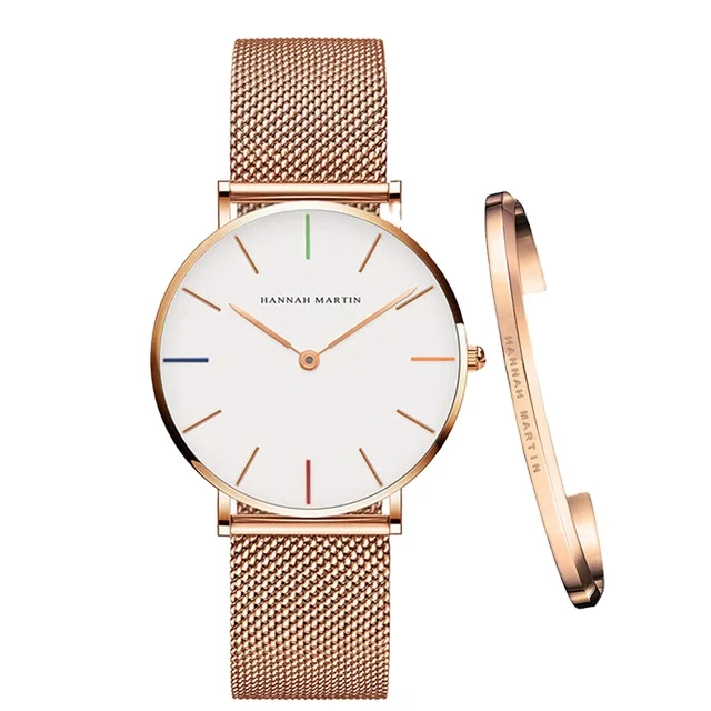 

Hannah Martin Women Watches Bracelet Wristwatches Quartz Watch Steel Mesh Ultra Thin Reloj de mujer