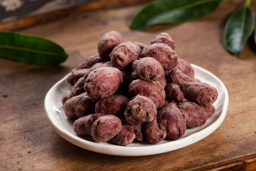 Black ginger rhizomes showing distinctive dark purple color compared to regular ginger