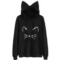 

2019 hot style cute printing cat ear long sleeve custom hoodie sweatshirts women oversized hoodie