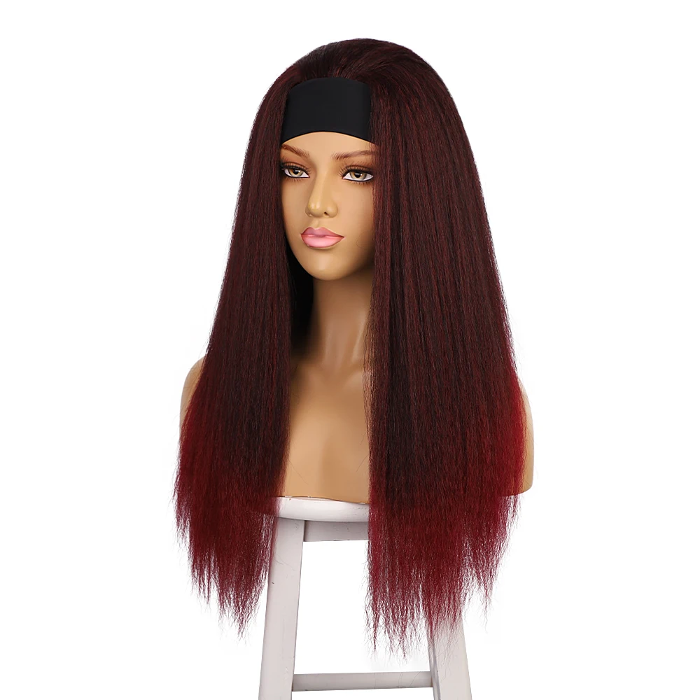 

High quality HD Two colors headband wigs headgear yaki synthetic wig