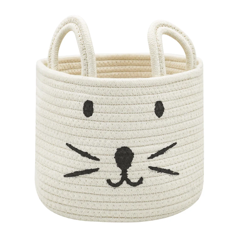 

Large Woven Kid laundry storage basket Animal cotton rope storage basket for baby toys, Grey or custom