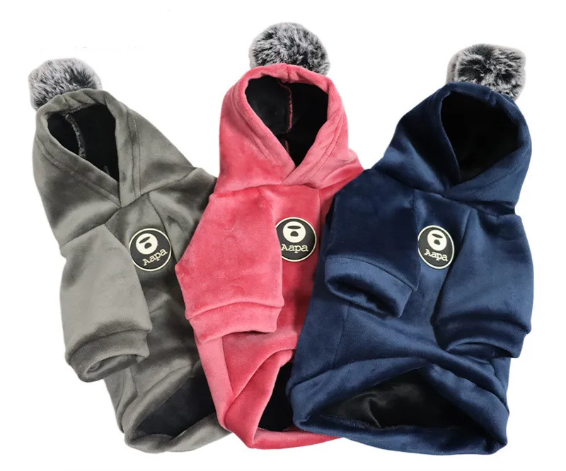 

plain pet clothes Winter plush sweaters in solid color dog clothes warm hoodie dog