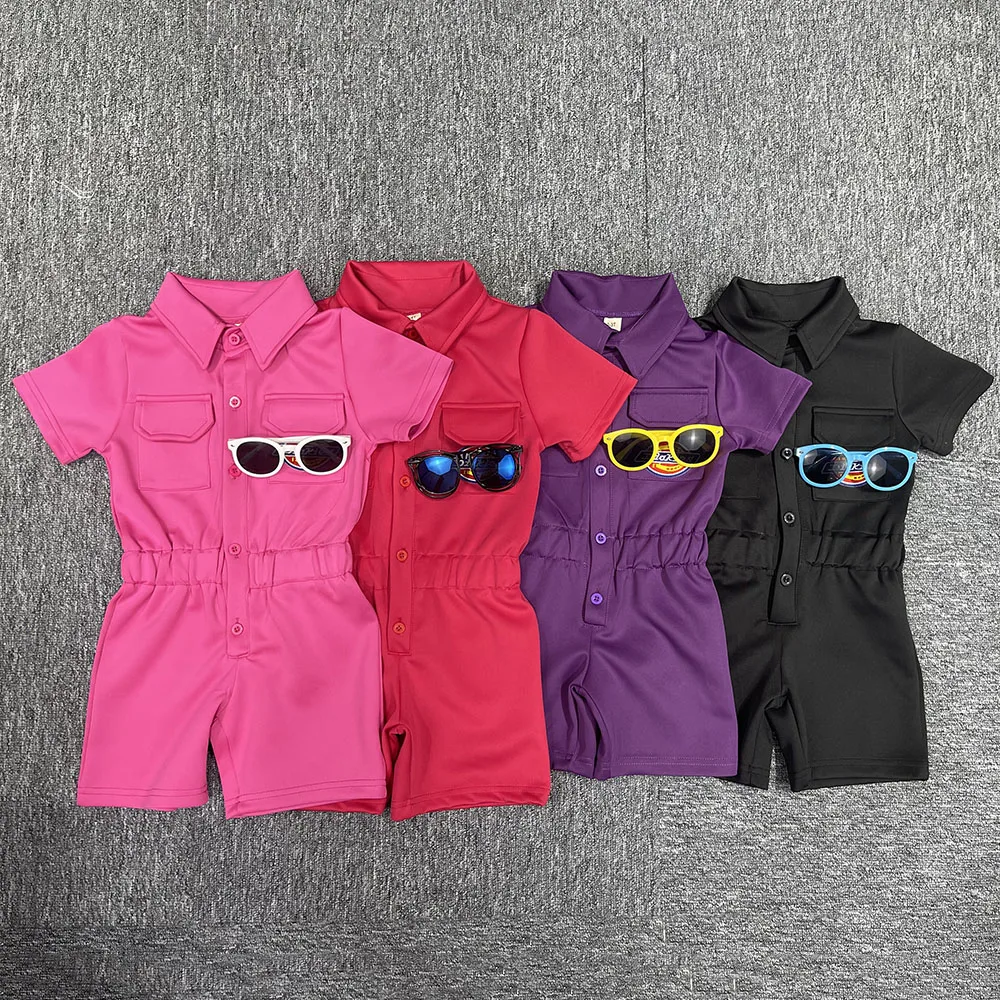 

RTS American Summer Clothes Kids Baby Girls Boutique Kids Summer Clothing Set Polo Shirt Shorts Toddler Girl Summer Wear, Solid