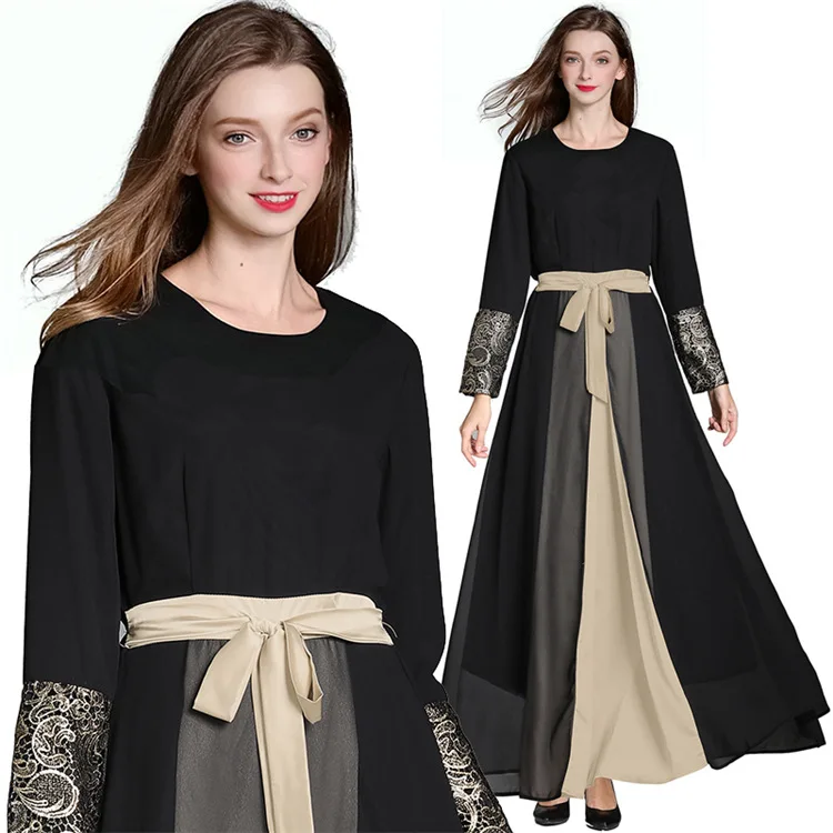 

KEYIDI Dubai Muslim Islamic Plus size Women Long Dress With Belt