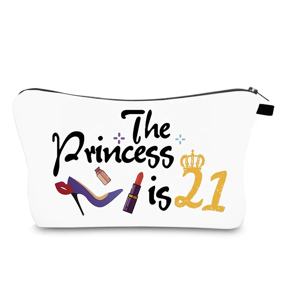 

21th Birthday Gifts For Girls Toiletry Bag Cosmetic Accessories Bag The Princess is 21 Celebrate Makeup Bag