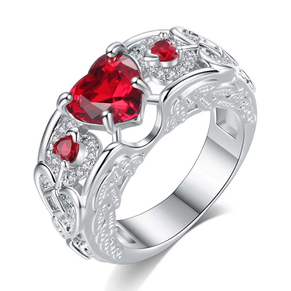 

2022 hot selling new fashion design engagement jewelry wedding women ring, Red