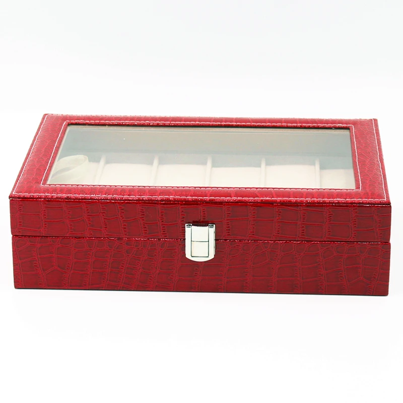 

Exquisite leatherette watch case with 12 slots for for Christmas promotion gift watch packing display in stock, Black & brown & burgundy