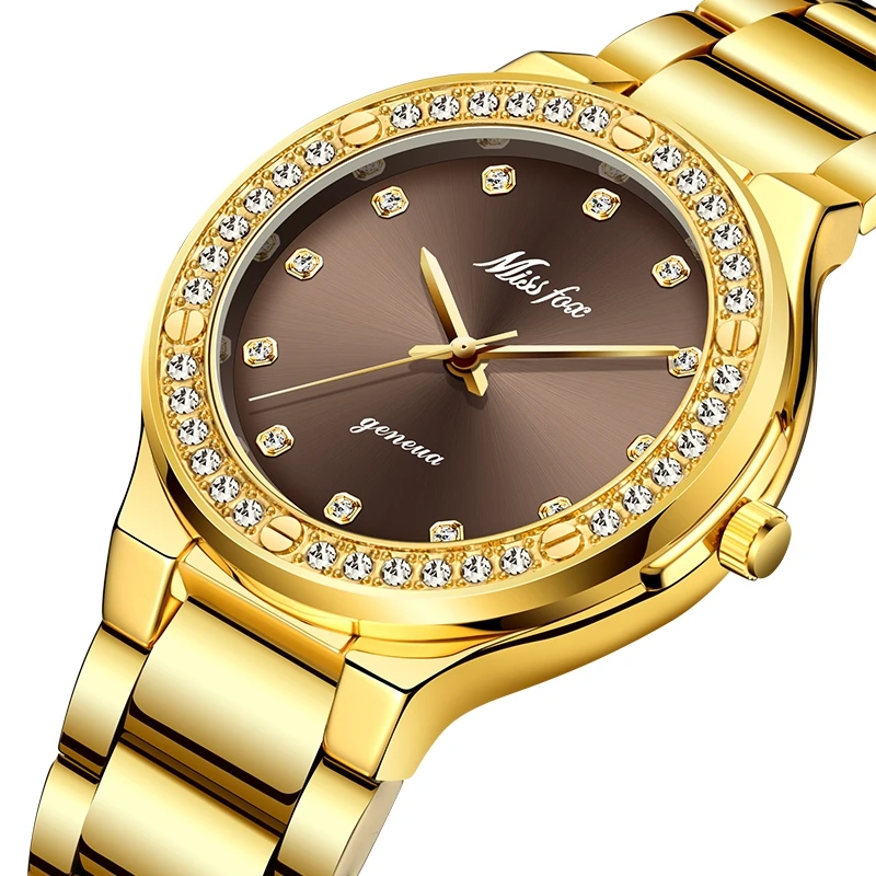 

Miss Fox new arrival japanese quartz movement diamond women wrist watches with stainless steel band, 6 colors