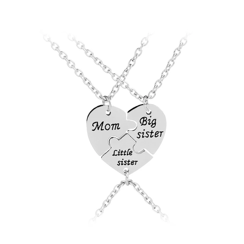 

ZRM Fashion Mom Big Sister Little Sister Necklaces For 3 Splicing Mother Daughter Necklace Family Jewelry, Customized color