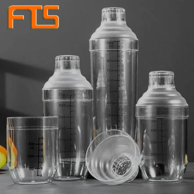 

FTS Cocktail Cup Plastic Logo Custom Wholesale Acrylic Drink Cups Bubble Tea Bar Shaker