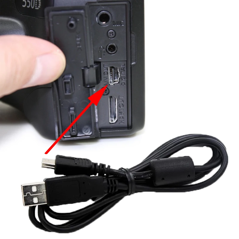 

USB cable for SLR camera data line For Canon 5D 7D 10D 20DD 450D 500D 550D 600D 650D 700D 1100D 1200D 1300D Camera, Black