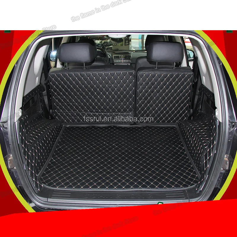 Leather Car Trunk Mat Cargo Liner For Ssangyong Rexton W 2014 2015 2016 2017 Interior Boot Cover