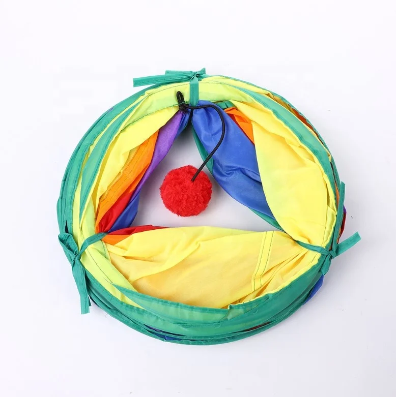 

Interactive Rainbow Collapsible Splice Fabric Tunnel Pet Cat Toy For Running