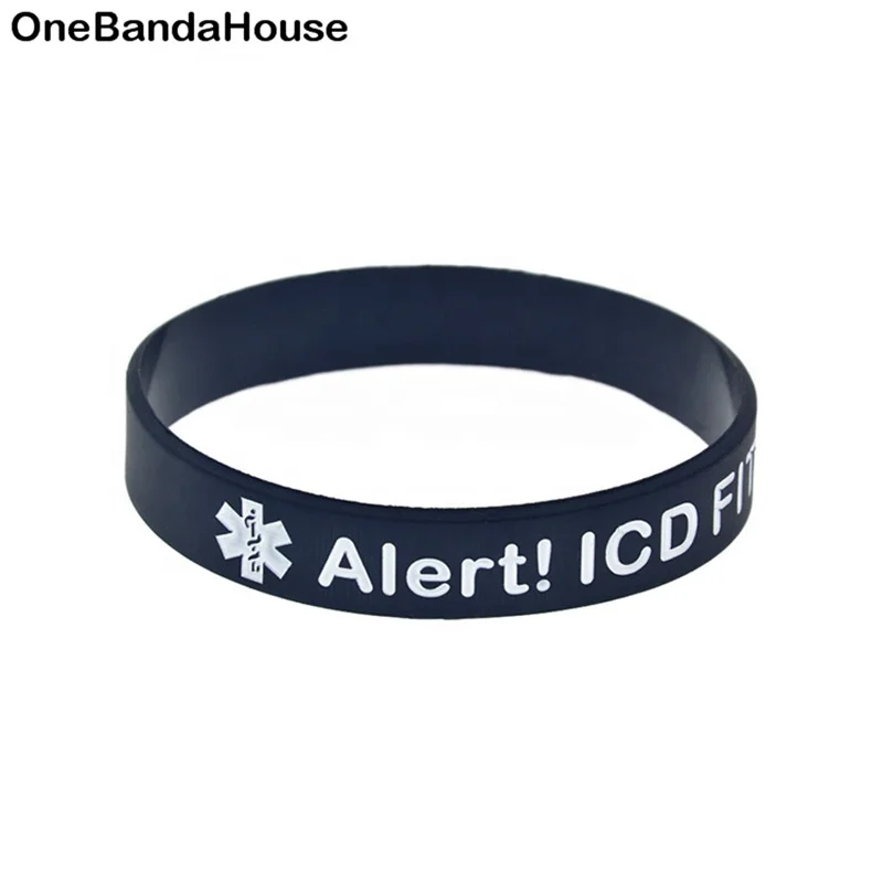 

1PC Alert ICD Fitted Silicone Wristband 4 Colors, Blue, black, purple