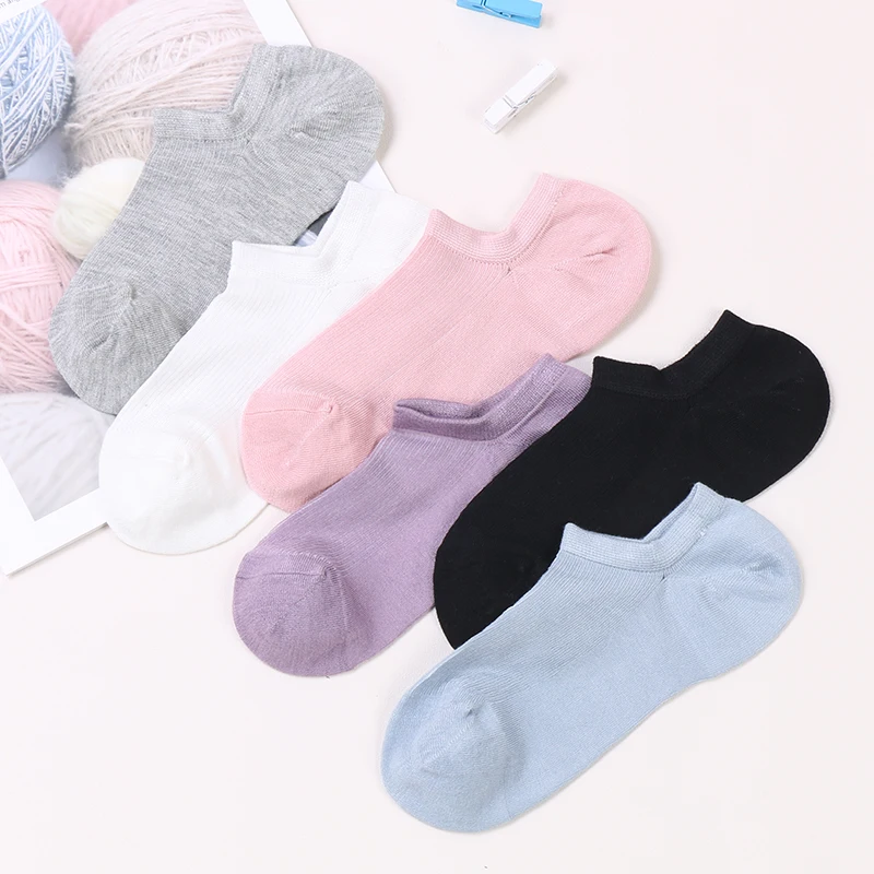 

Spring summer thin solid women invisible cotton ankle low cut socks, 5 colors as picture shows