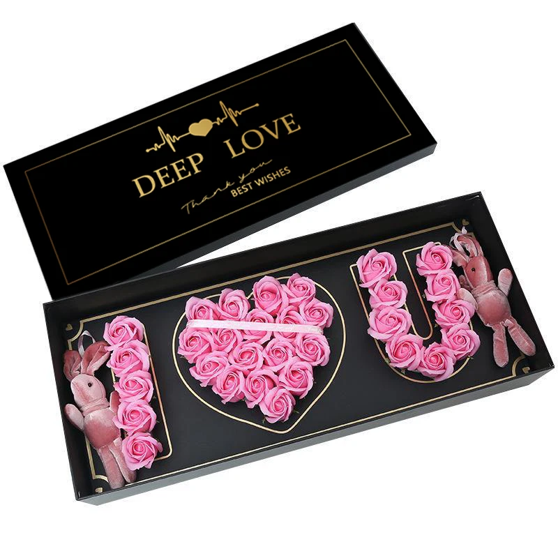 Wholesale Luxury Square Folding Rose Packaging Valentines Day Gift 2023 I Love You Flower Gift Box For Valentines