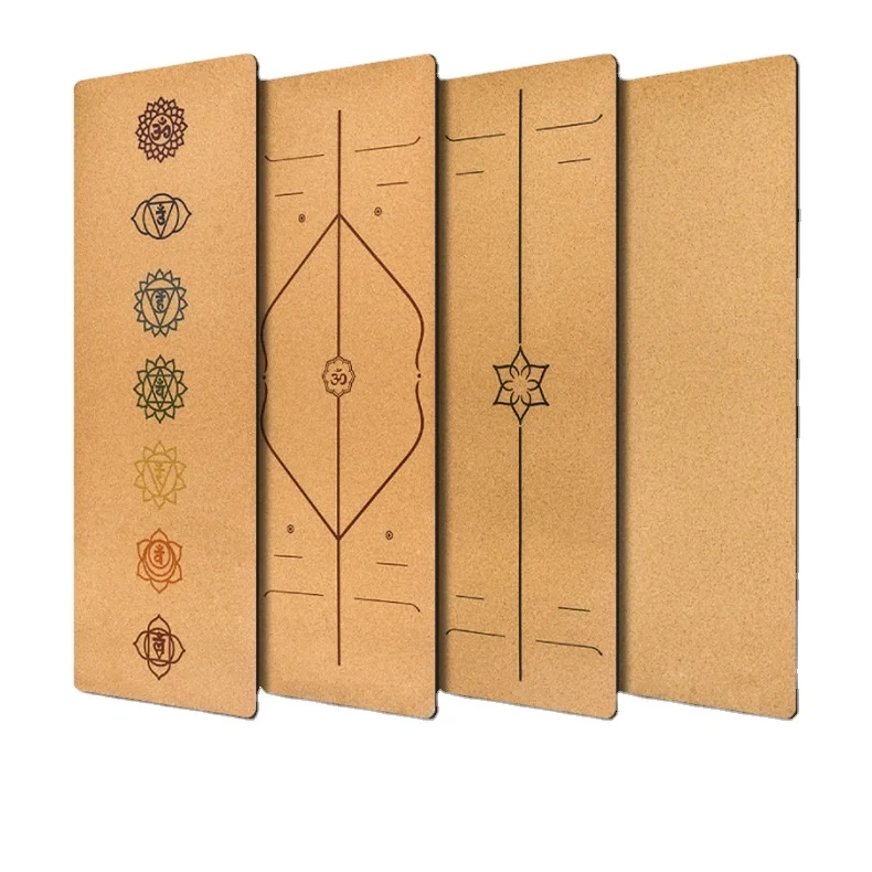 

deluxe anti sliding Extra large non slip premium engraved printed/silk screen/uv printing organic custom cork yoga mat, Double side colors