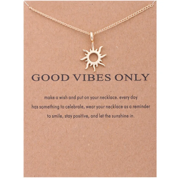 

Fashion Gold-color Good Vibes Only Sun Necklaces & Pendants For Women Jewelry