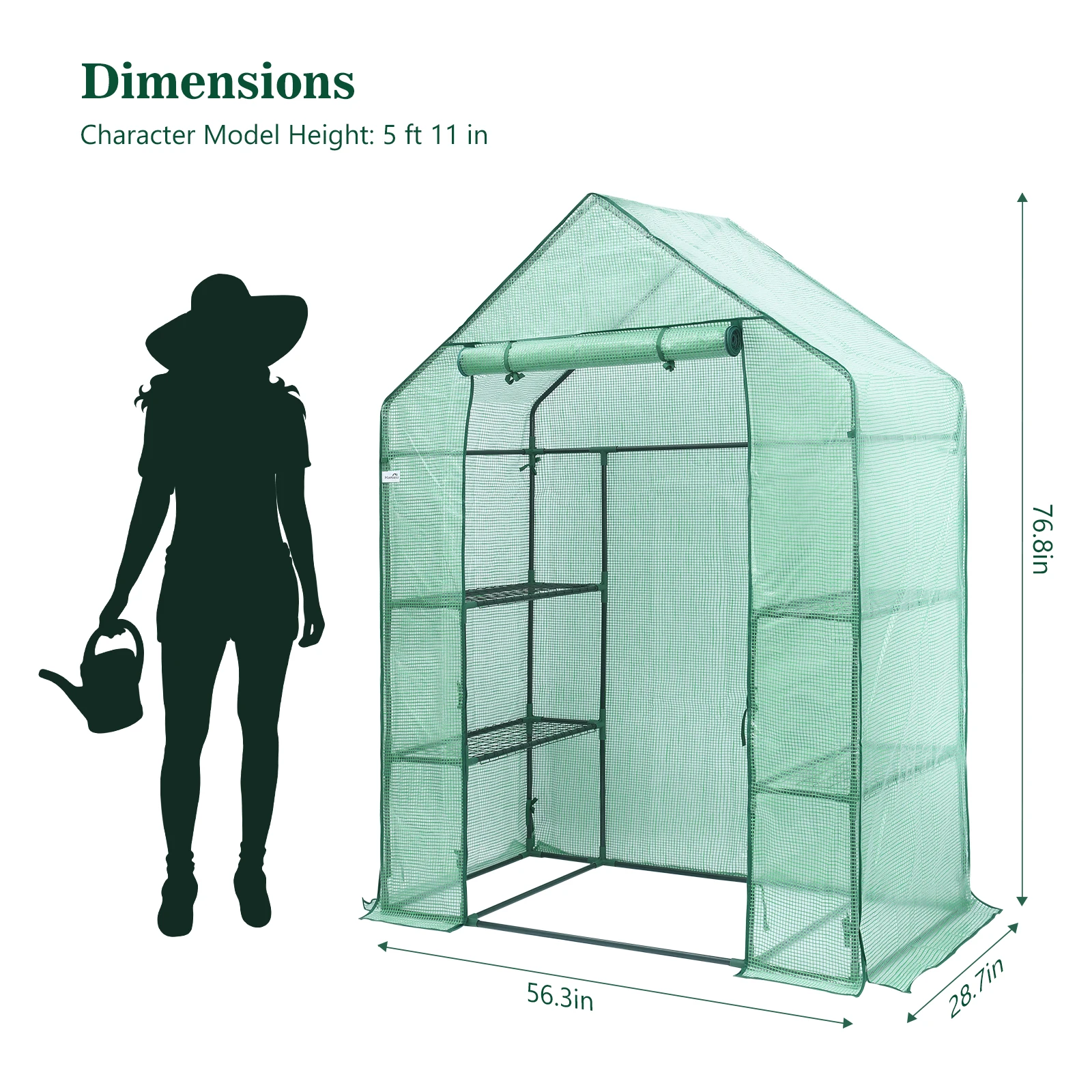 

DDP Good 3 Tier Walk In Mini Greenhouse Tent PE Plastic Garden Greenhouse For Flower, Green