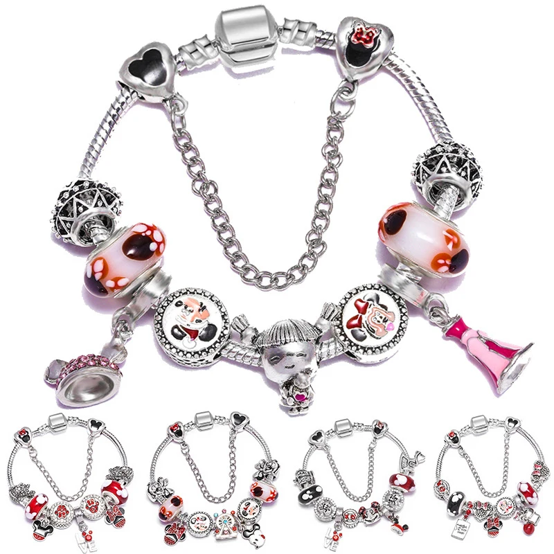 

New different styles mickey mouse baby girl bracelet mickey minnie charm bracelets, Mixed