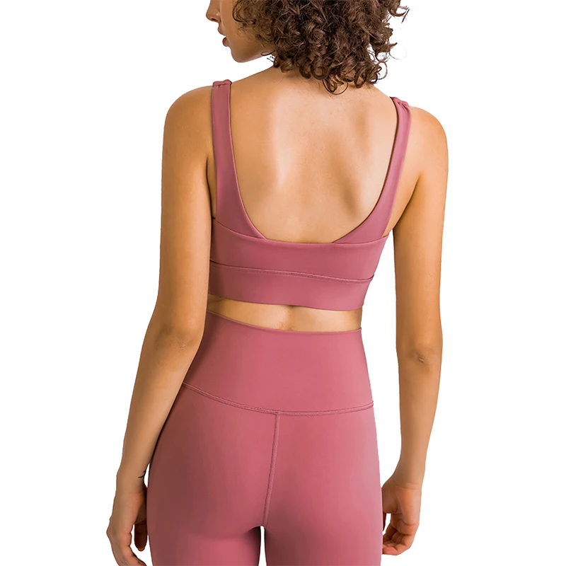 

High Support U Back Weightless Energy Bra Push Up Shock Proof Patchwork In Alignment Bra, Customized colors