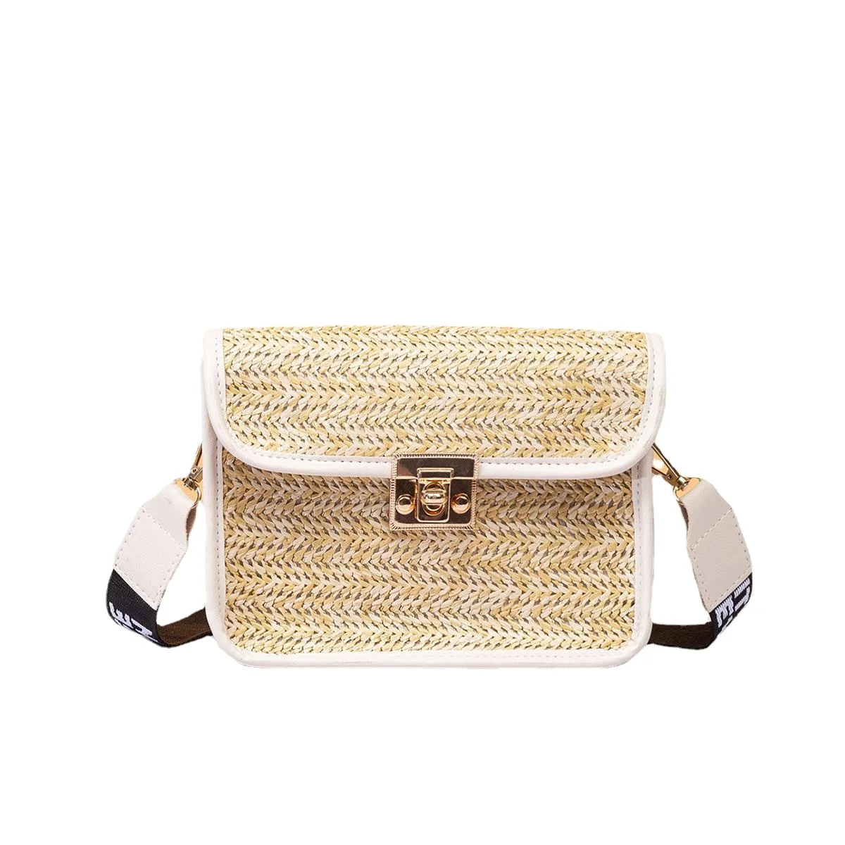 

Wholesale Low Price Fashionable Woven Shoulder Hand Beach Bag Water Hyacinth Handbag Chain Small Square Summer Beach Straw Bag, 1 colors