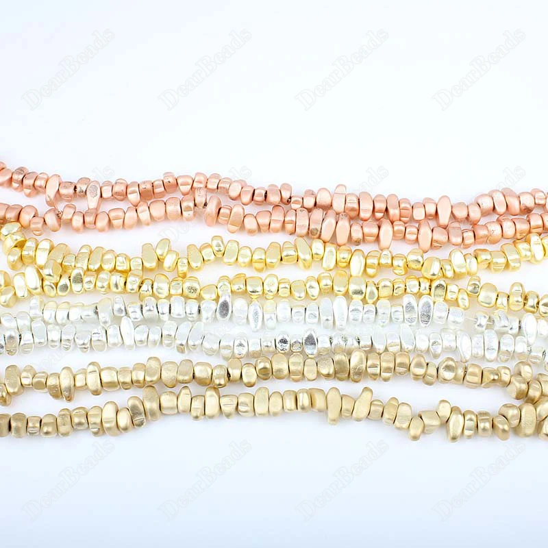 

High Quality Matte Plated Chip Hematite Nugget Loose Beads For DIY Bracelets Making Rose Gold KC Silver 4mm 10mm