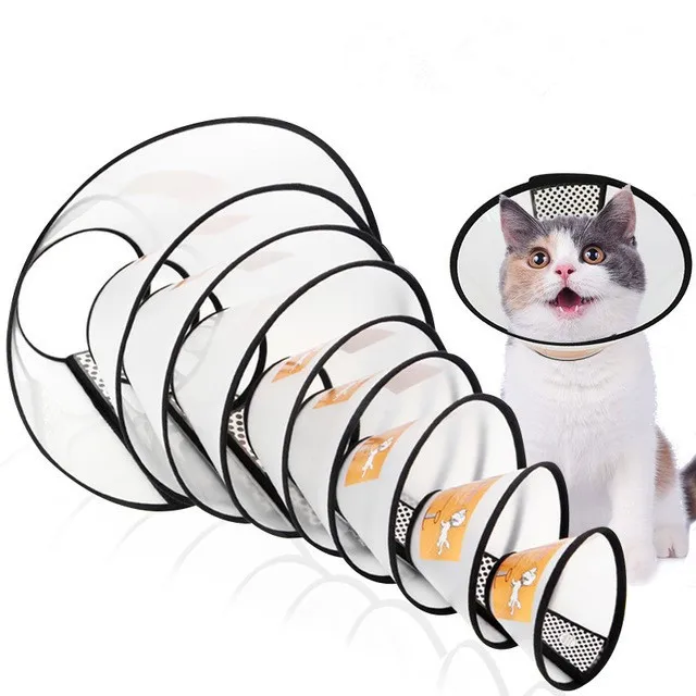 

Adjustable Plastic Anti-Scratch Dog Elizabeth Collars Medical Care Recovery Healing Cat Collar 9pcs, Transparent