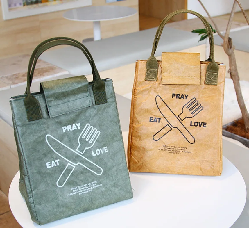 

customization lunch bag eco friendly DuPont paper tote bag washable Tyvek picnic handbag