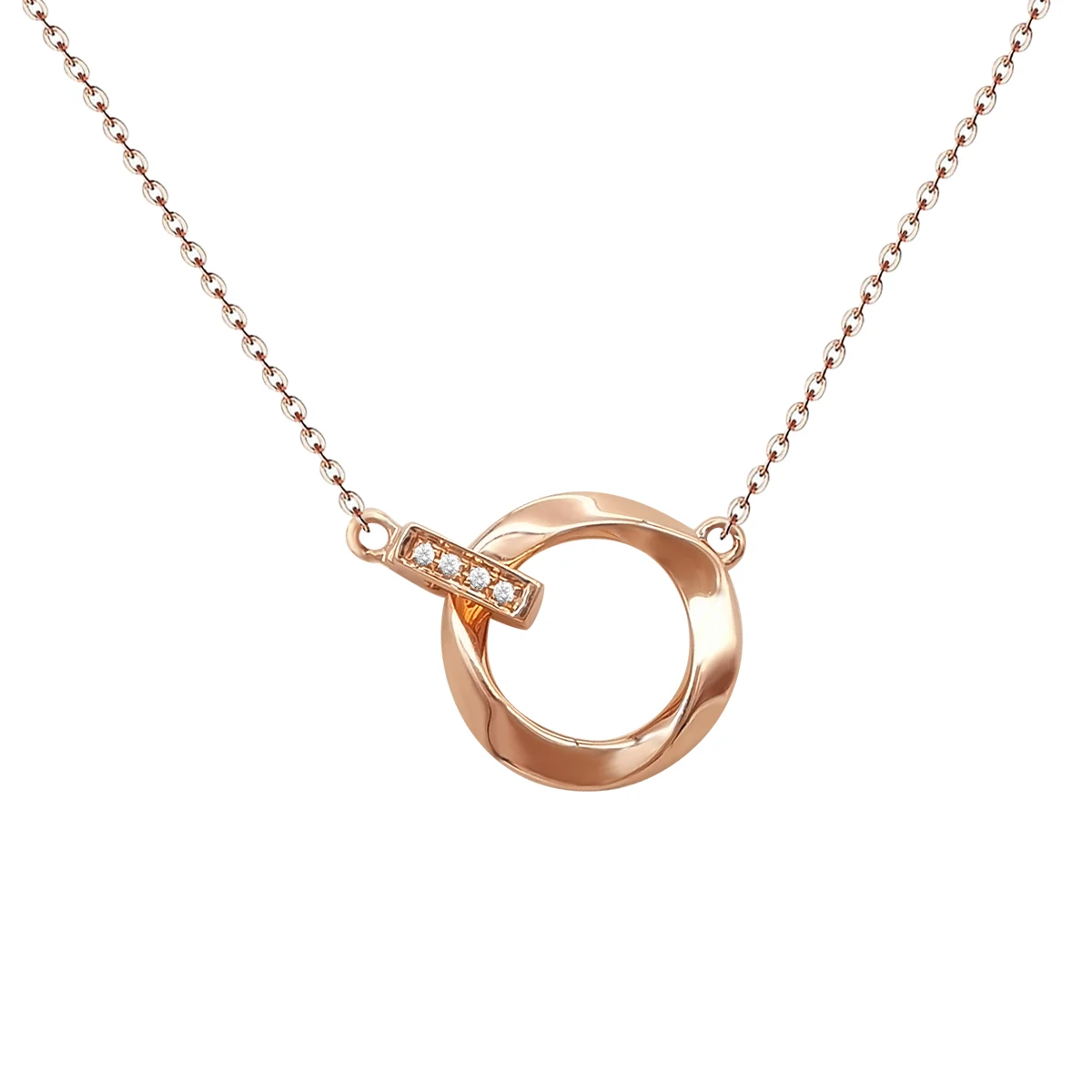 

Trendy 18K Real Gold Circle Charm Necklace Fashion Two Ways Wearing Genuine Gold 18K Rose Gold Necklace