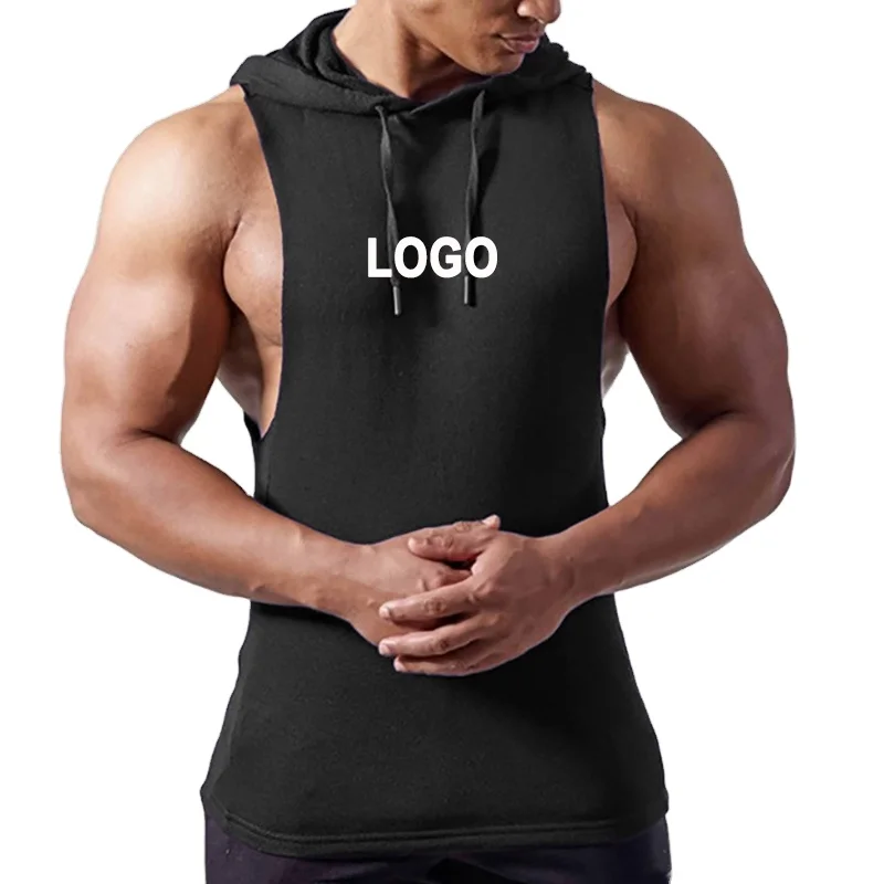 

men's streetwear hoody white black fashion stranger things tie dye cotton crop tank top oversized sleeveless gym hoodies for men, Black, white, multi color optional or customized