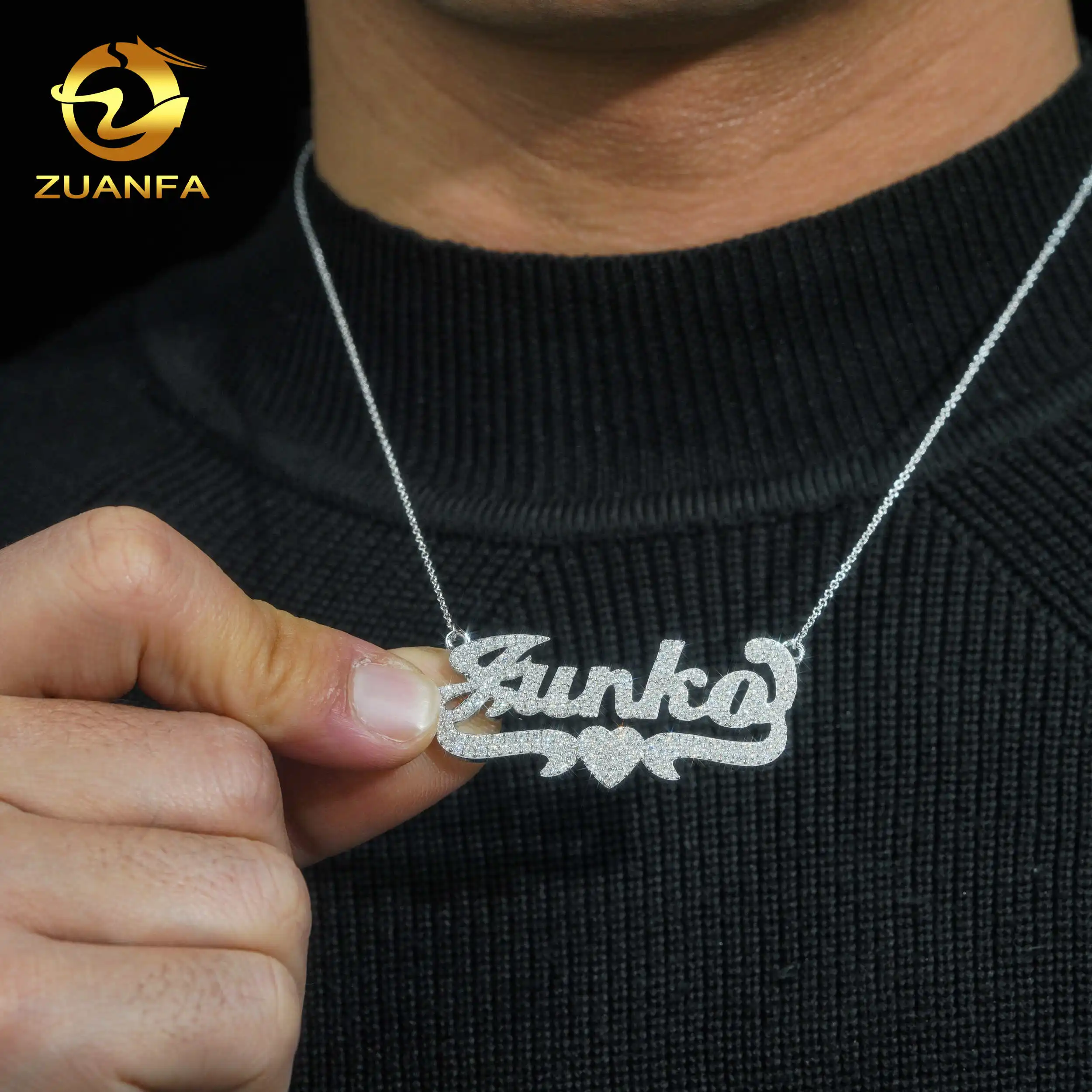 

Fashion jewelry popular 925 sterling silver moissanite custom name letter pendant necklace