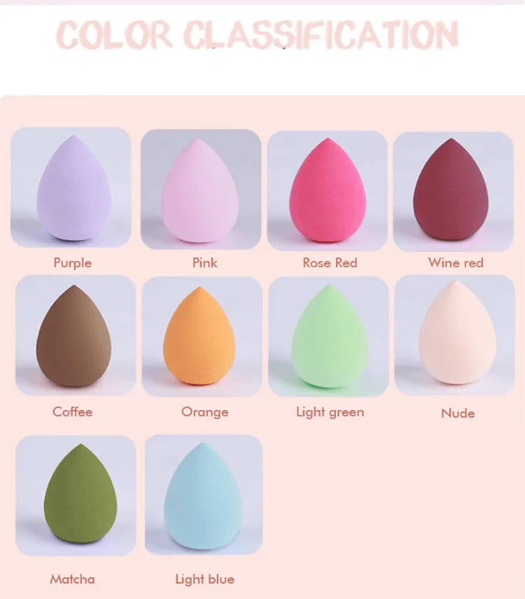 2020 wholesales oem loq moq 10 color drop-shaped egg vegan soft mini private label custom logo sponge blendered with box