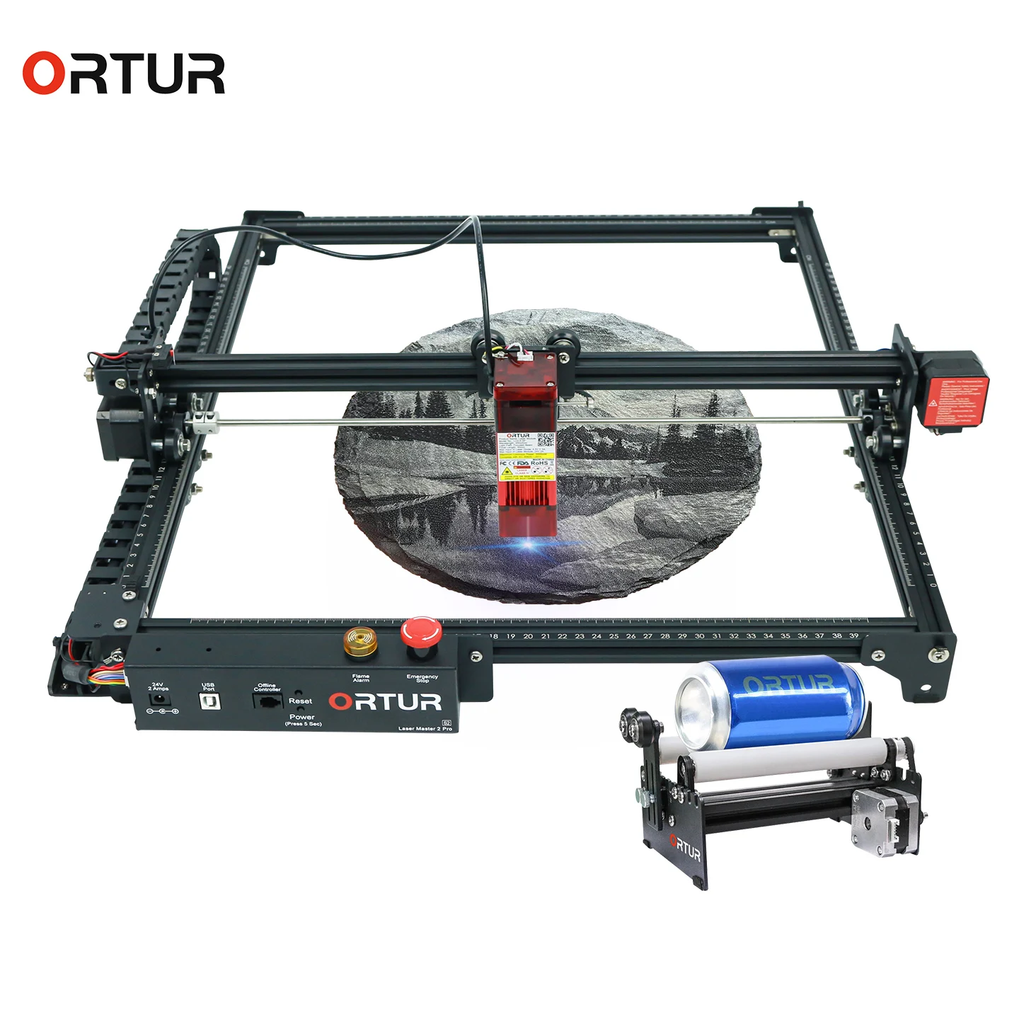 

Laser Engraving Machine with Rotary Table Rotate Engraving Module Ortur Laser Engraver Upgraded Y Axis DIY for Column Cylinder