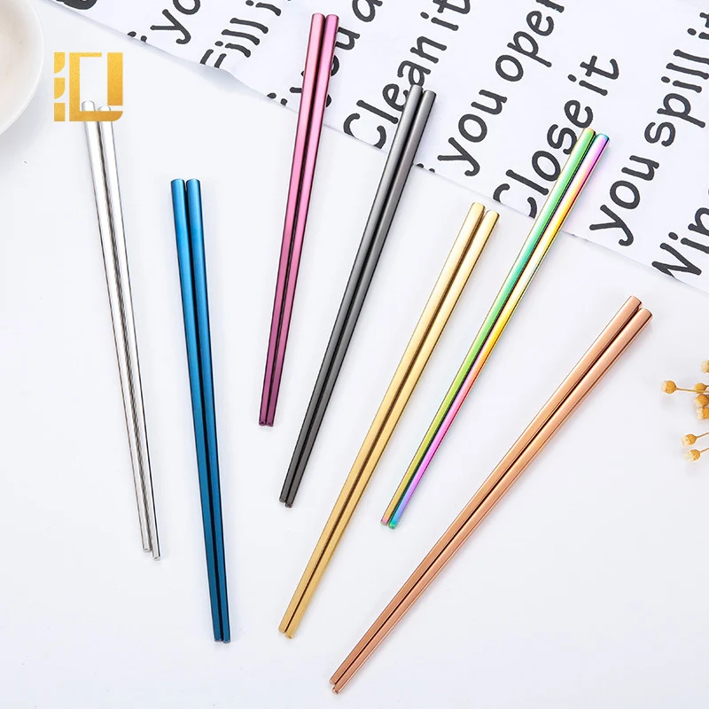

korean titanium metal chopsticks custom logo reusable stainless steel chopsticks
