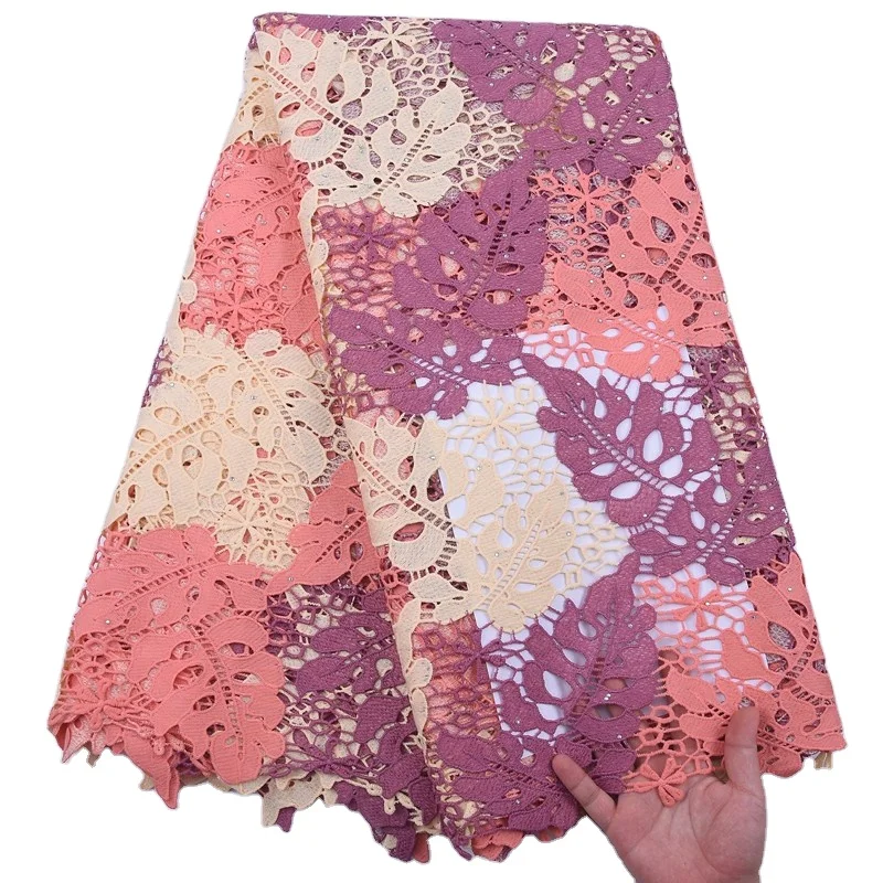

2048 African Chemical Lace Embroidery Fabric Cotton Guipure Lace Fabric For Wedding Dress Lace