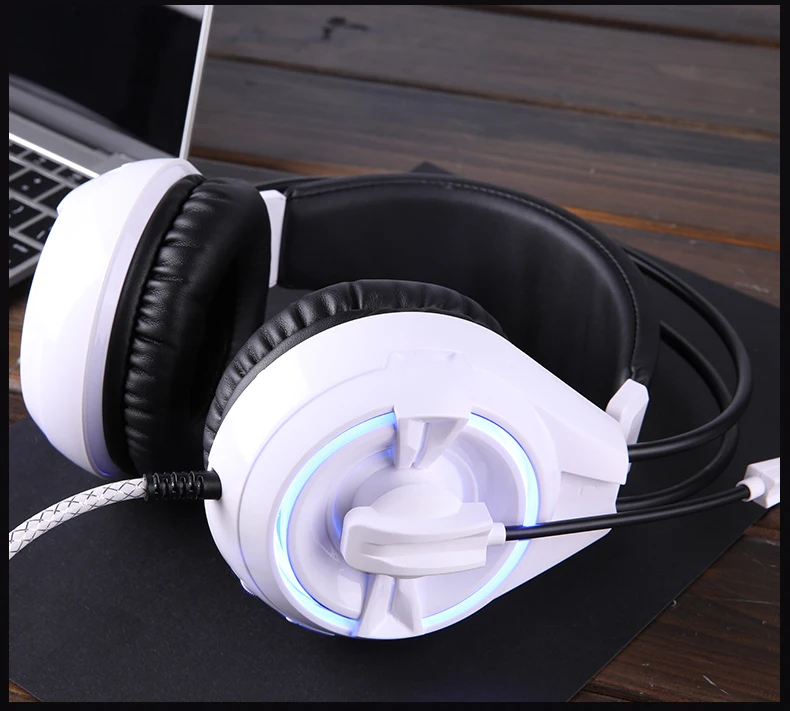 SENICC W251 3.5mm and USB Braided Cable Light Weight LED Gaming Headset Gamer Headphones with Rotated Mic For PS4 PC Games