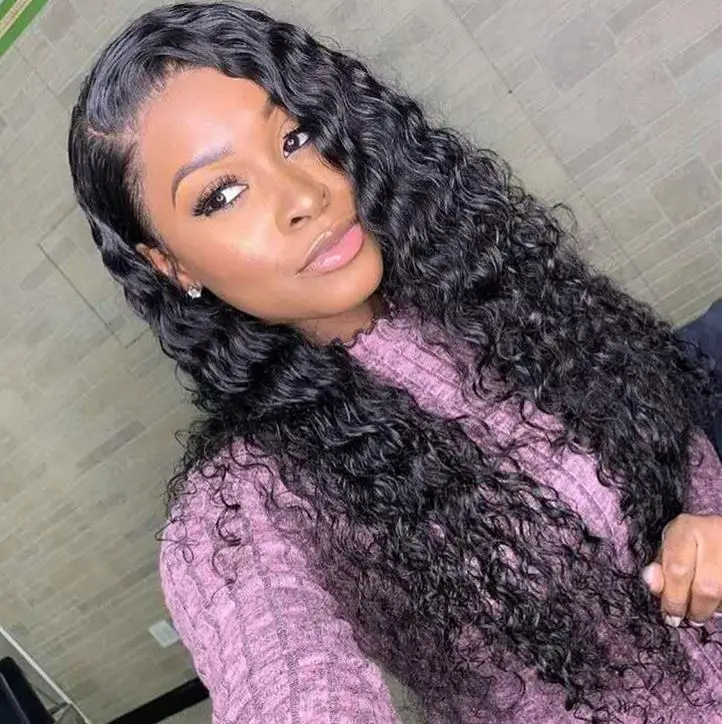 

Drop Ship 13X4 water wave wig Glueless hd lace frontal wig Vendor Unprocessed Brazilian pre plucked real human hair wig