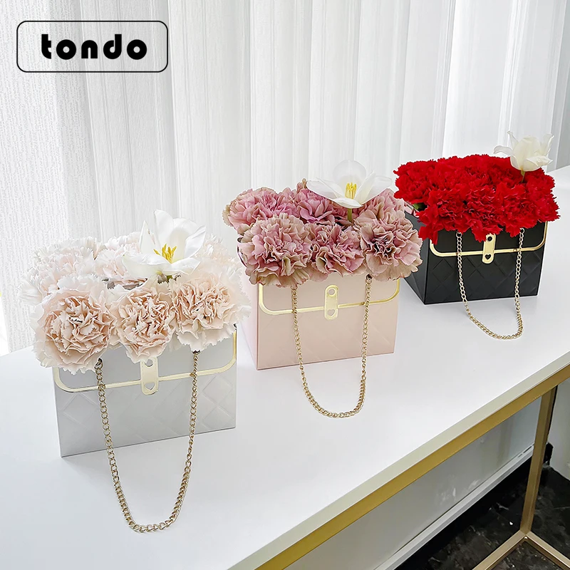 

Tondo Luxury Flowers Tote Box Bouquet Packaging Bag Floral Gift Packaging Chain Bag