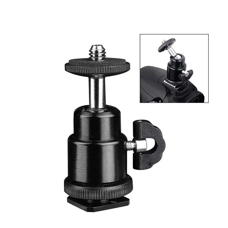 

JUNNX Small 1/4"Screw Bracket Cradle Adapter Holder Mount Stand Ballhead Camera LED Light Bracket Holder MINI Tripod Ball Head, Black