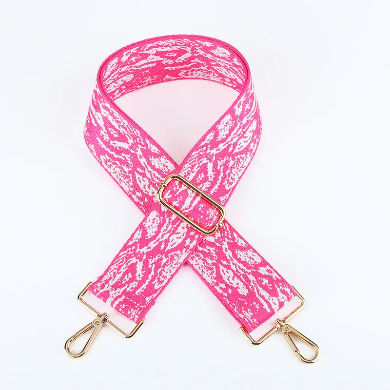 

2022 New Color 5cm Adjustable Hot Pink Replacement Handbag Strap Snake Pattern Bag Strap, As picture